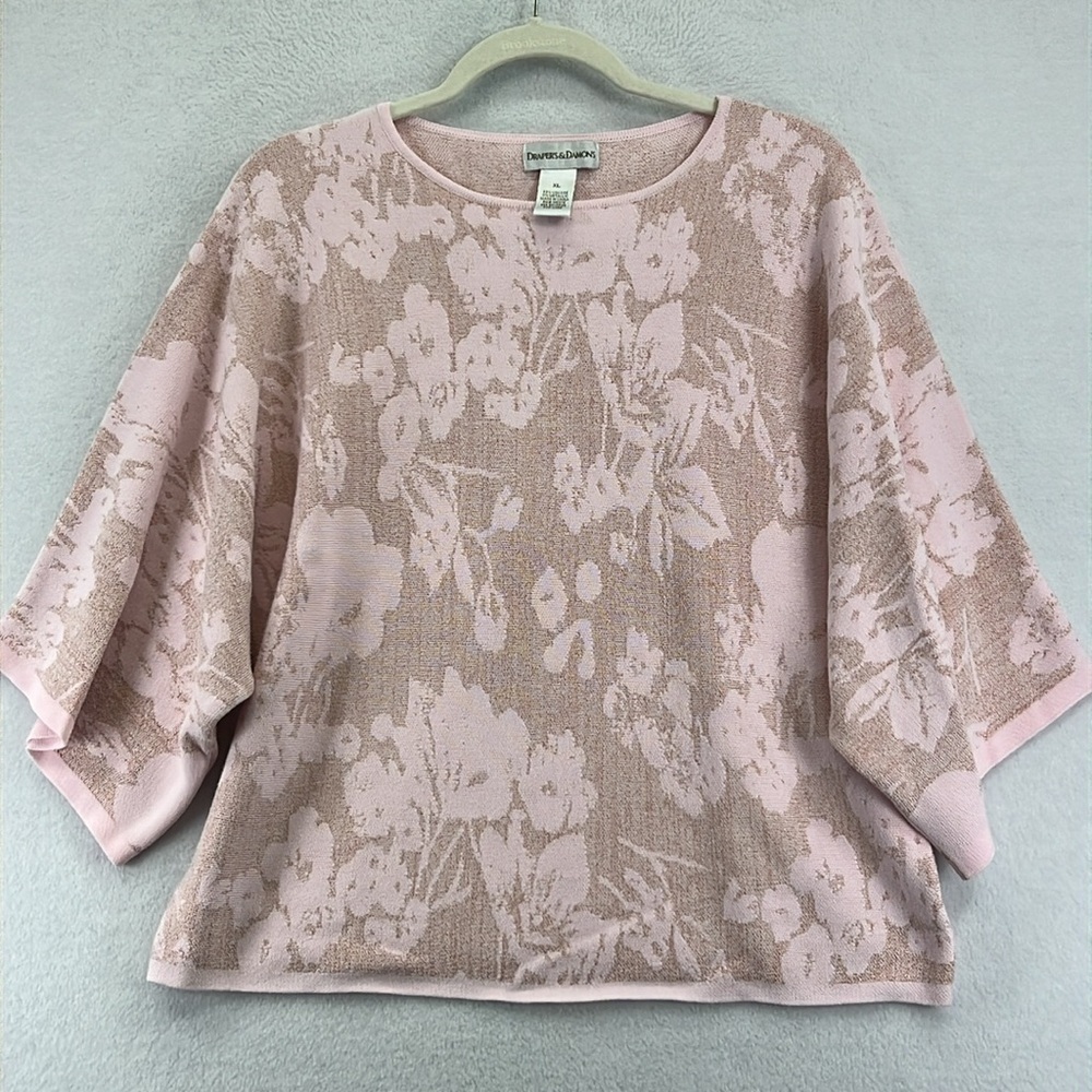 Draper’s & Damons Women’s Pullover Sweater XL Pink 3/4 Sleeves Beautiful EUC
